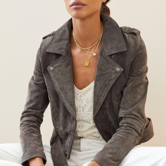 Anthropologie Blank NYC Faux-Suede Dark Gray Moto Jacket/Blazer Size XS NWT - Picture 2 of 16